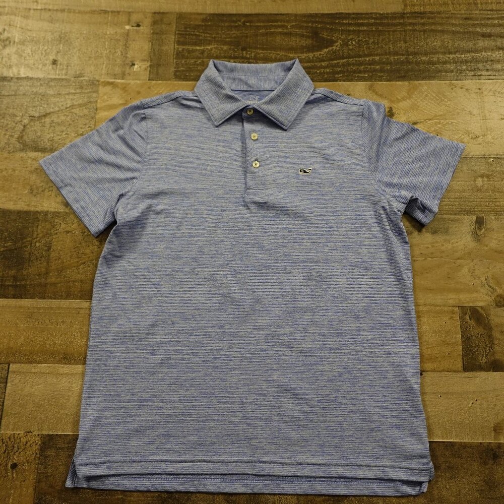 Vineyard Vines Sankaty polo shirt boy's large blue heather